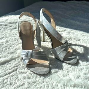 Nine West Silver Strappy Heels